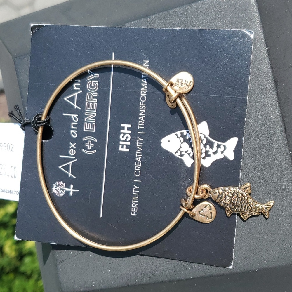 Alex and Ani Fish Dangle Goldtone Bracelet